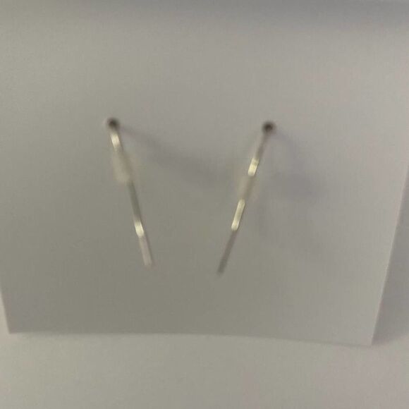 New Tory Burch Silver French Wire Logo Earings - Picture 4 of 5